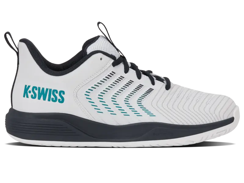 KSwiss Junior Tennis Shoes Ultrashot Light - All Court - White/Carbon/Baltic