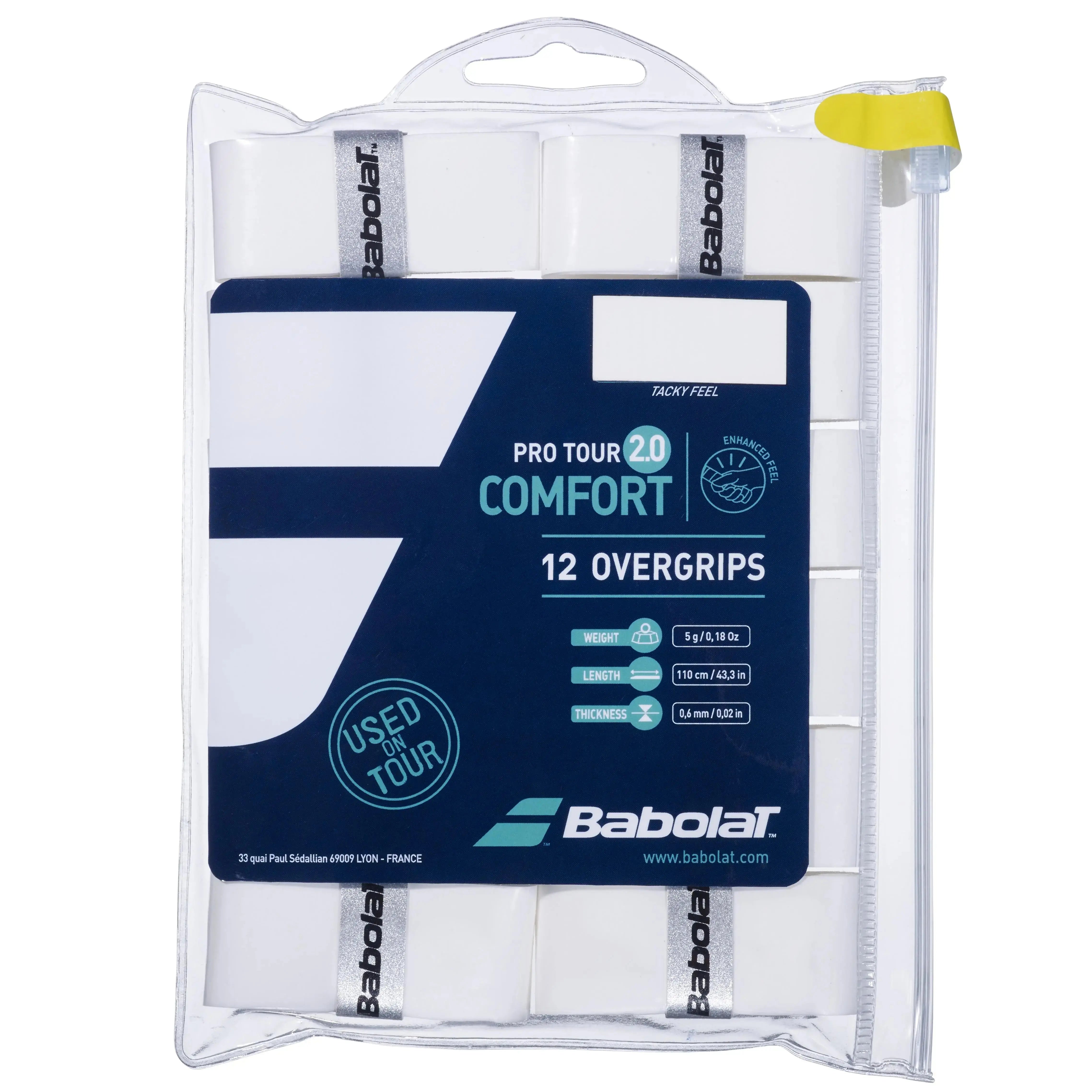 Babolat Tennis Overgrip PRO Tour 2.0 12 Pack - White