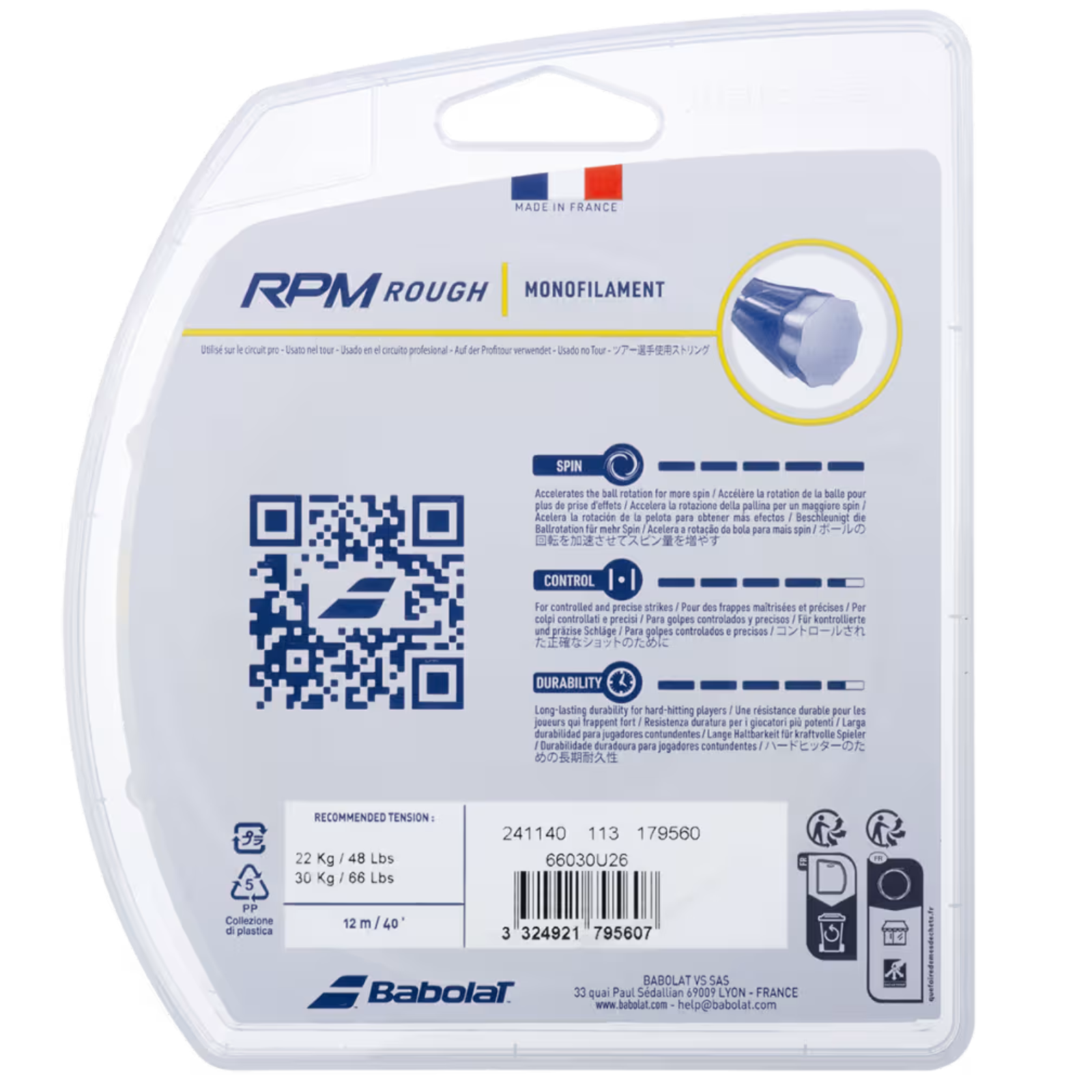 Babolat Tennis String RPM Rough 12M - 1.25 (17) - Yellow