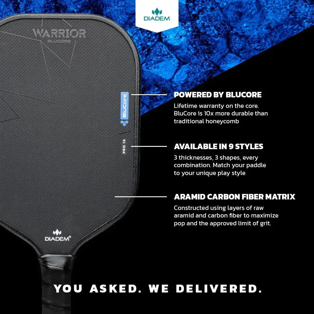 Diadem Pickleball Paddle Warrior Blucore V3 19mm Pro