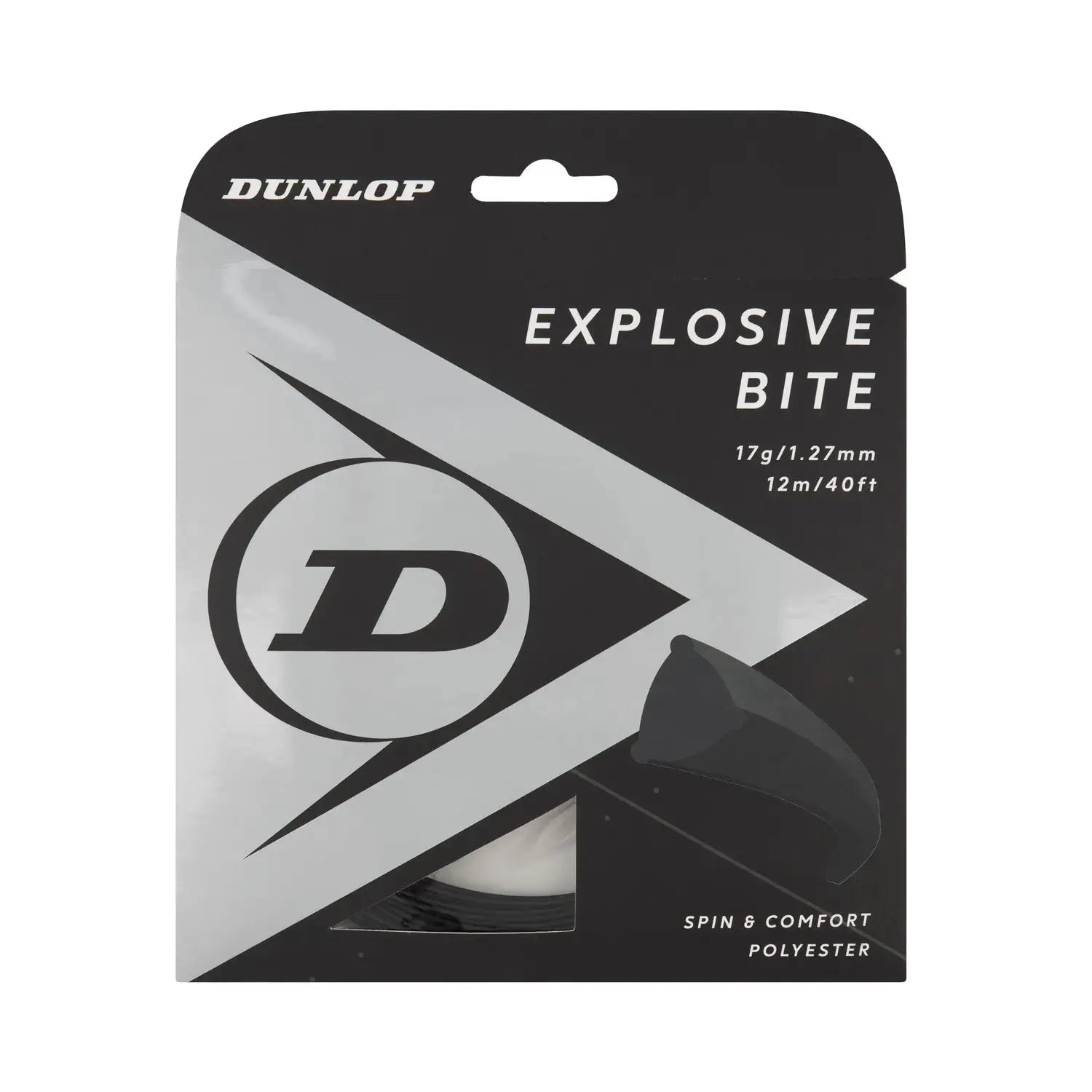 Dunlop Tennis String Explosive Bite 17G Set Black - Polyester - Shaped