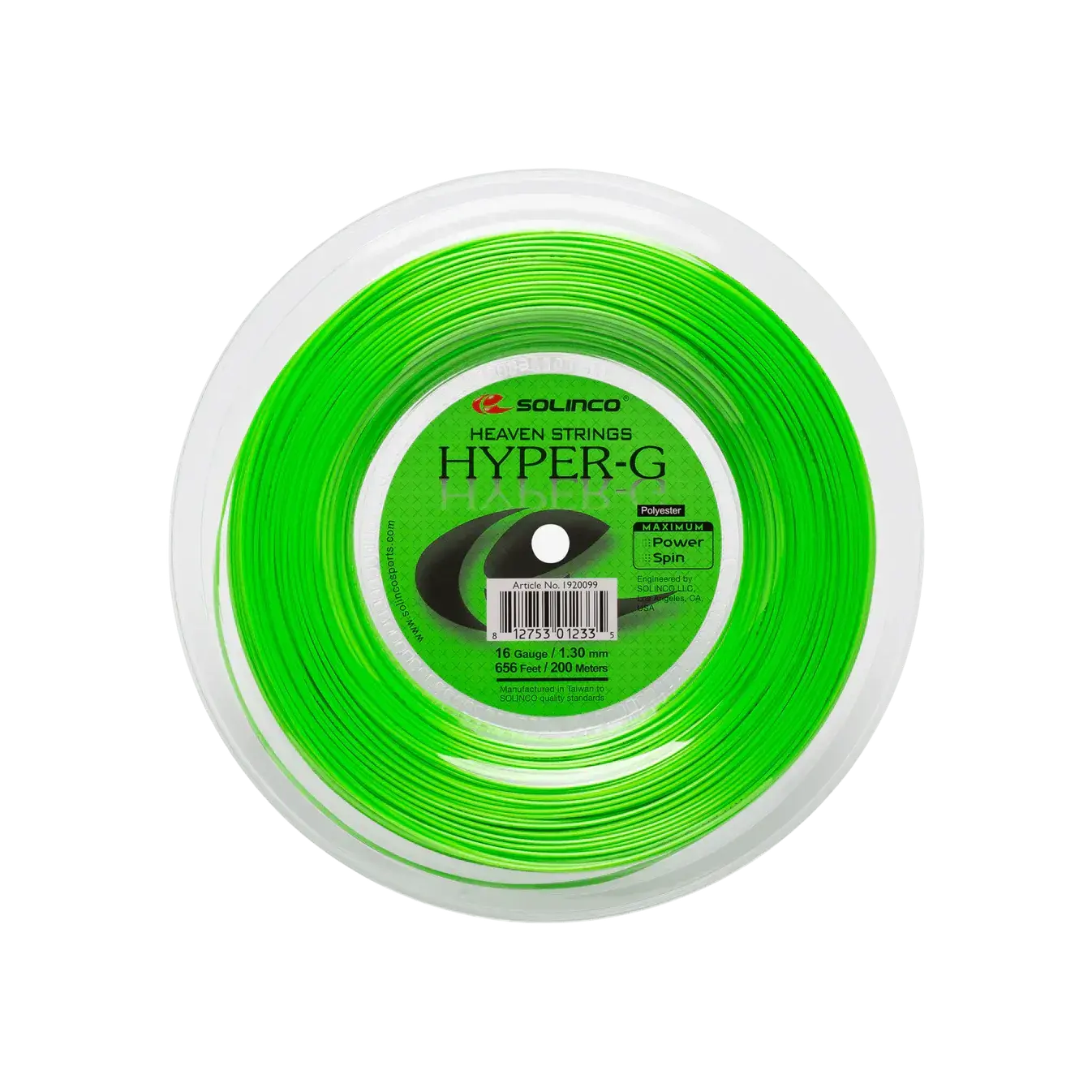 Solinco Hyper-G Tennis String Reel 200 meters 1.3mm 16 Gauge - Green