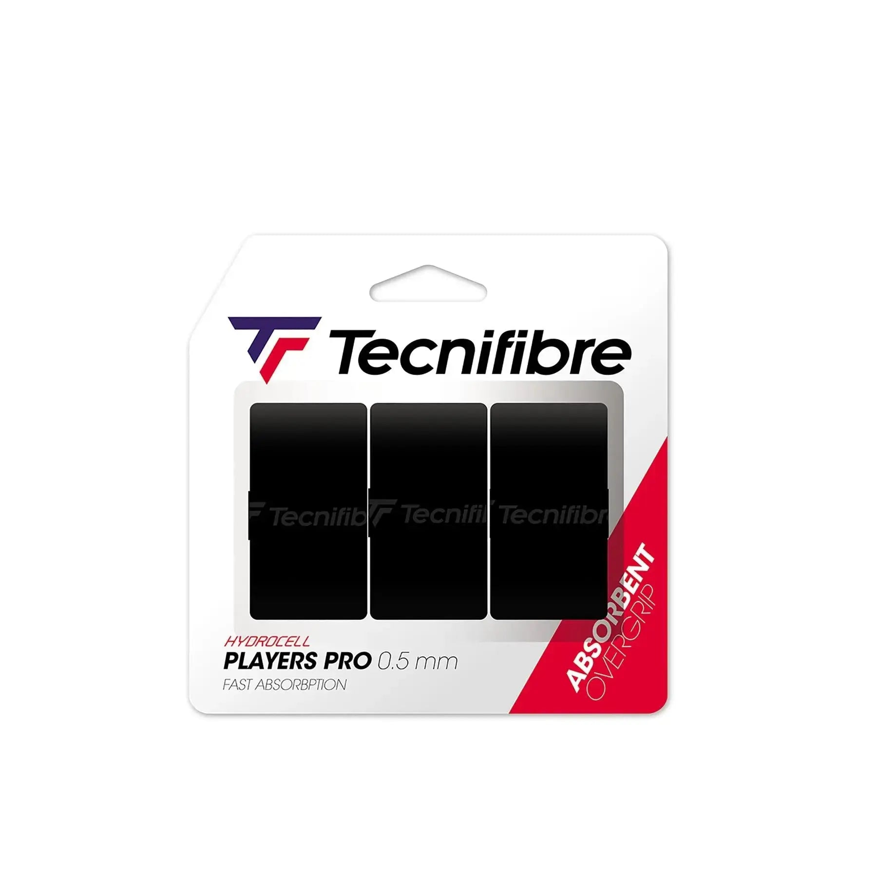 Tecnifibre Over Grip Players PRO- Hydrocell Bond 0.5Mm-3 Pack - Black