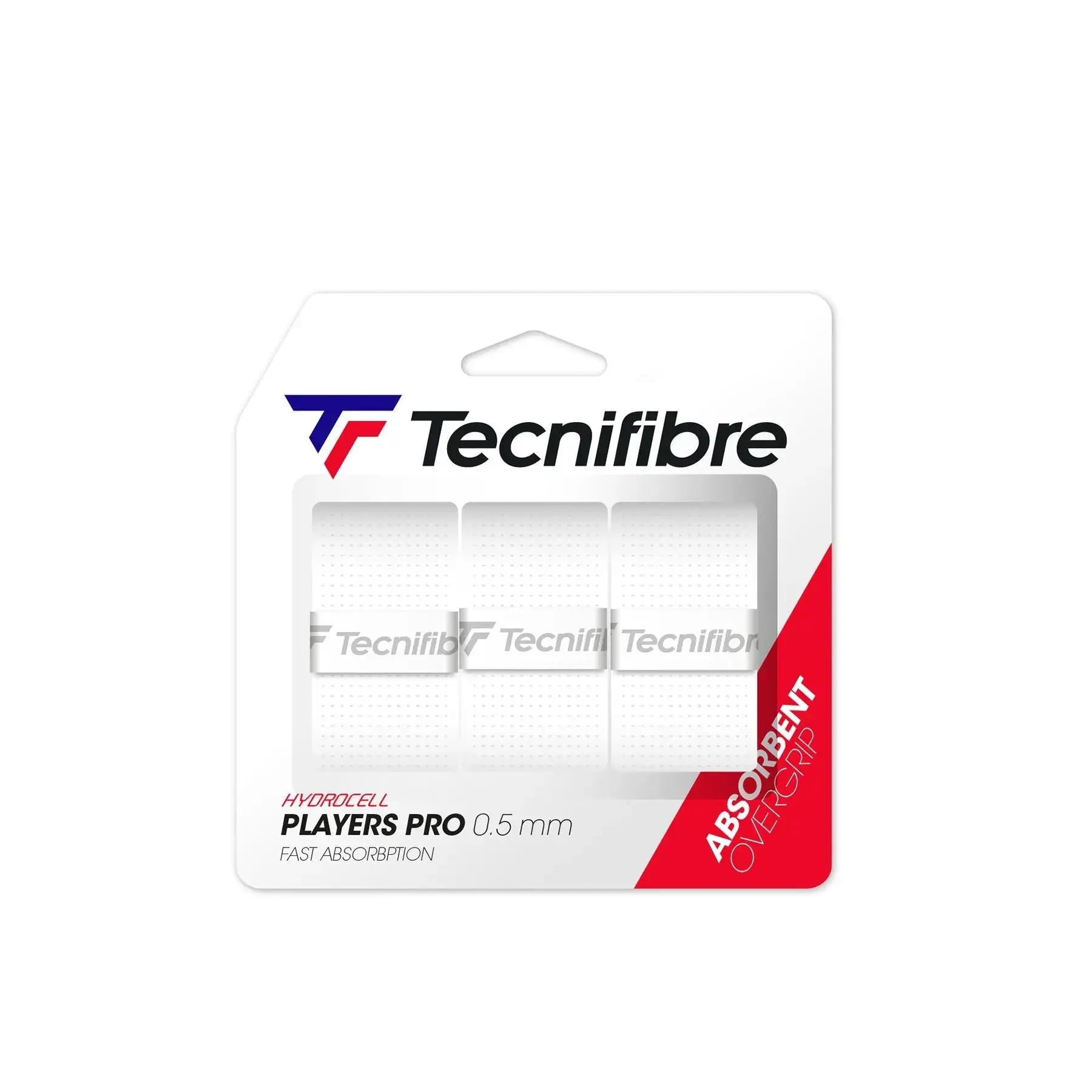 Tecnifibre Over Grip Players PRO- Hydrocell Bond 0.5Mm-3 Pack - White
