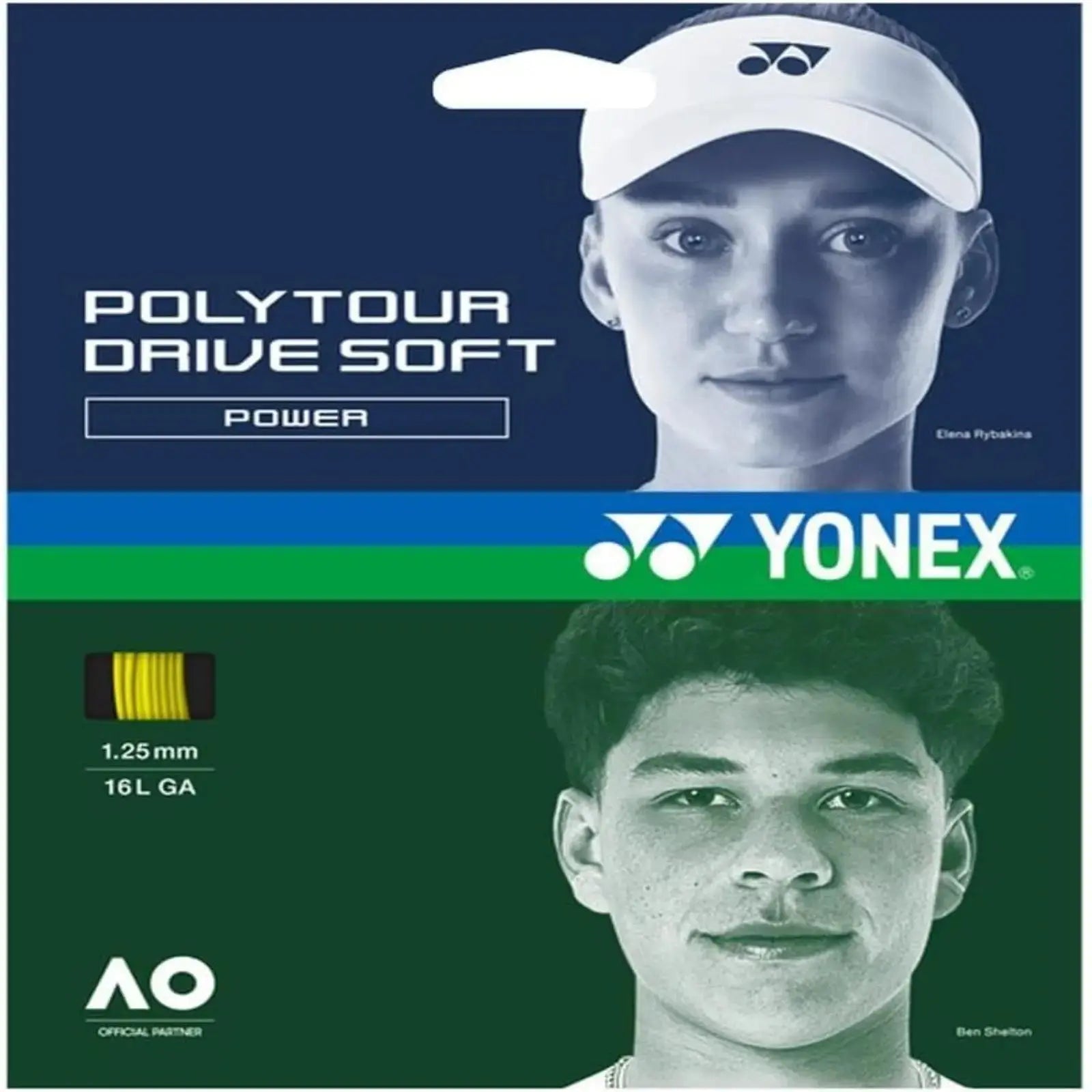 Yonex Polytour Drive Soft Power 1.25 16L GA Tennis String 12m Set-Flash Yellow