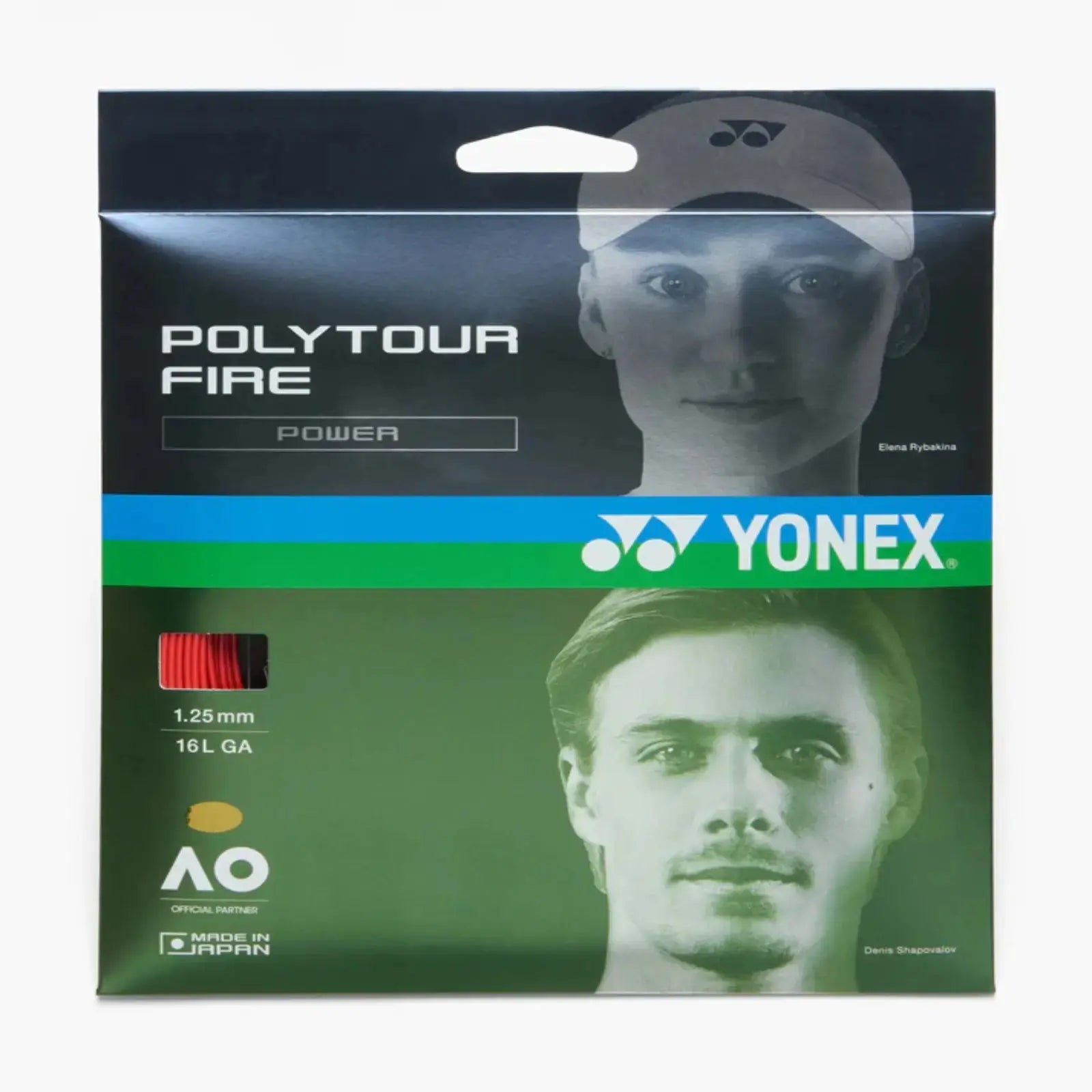 Yonex Polytour Fire Power 1.25 16L GA Tennis String Set-Red