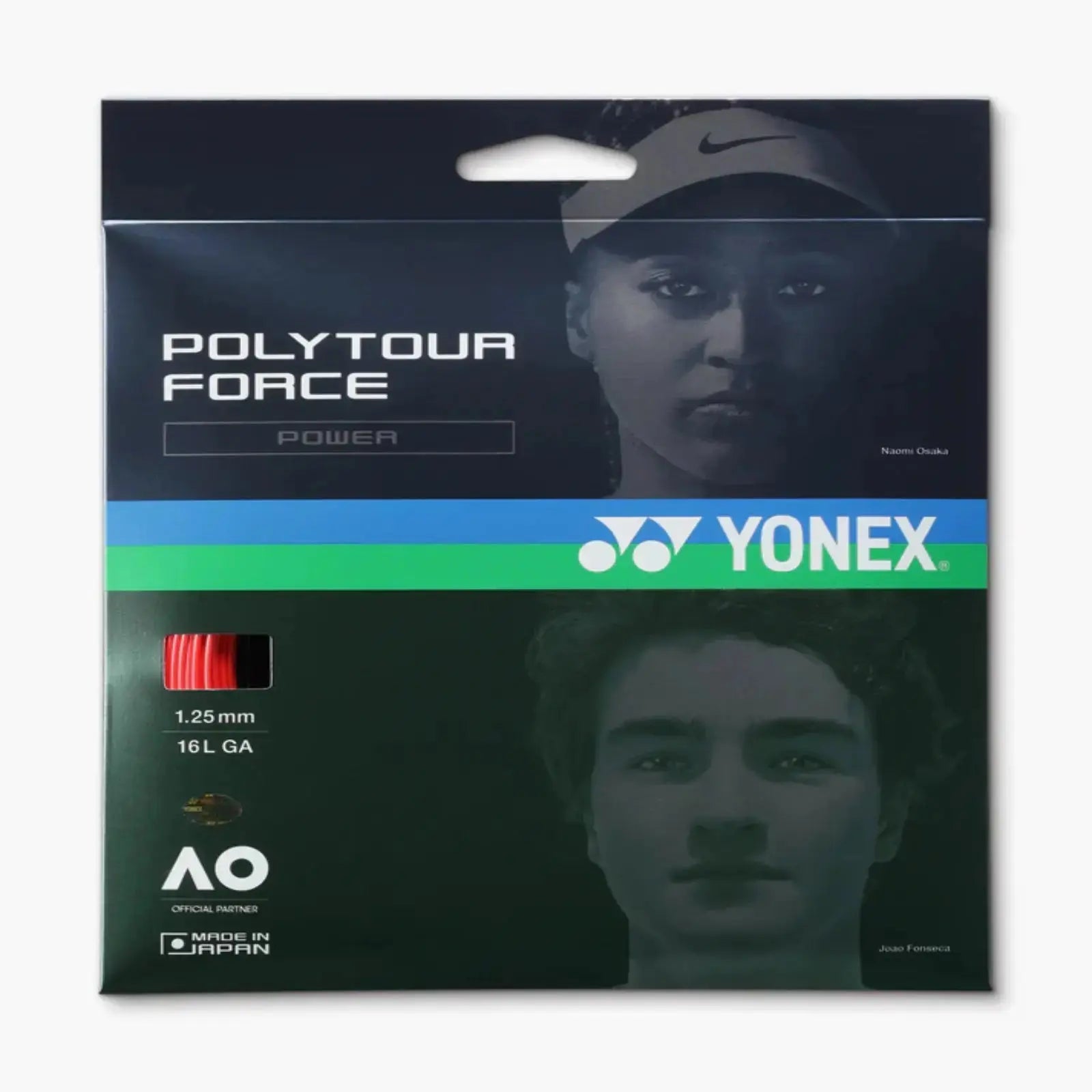 Yonex Polytour Force Power 1.25 16L GA Tennis String Set-Bright Red