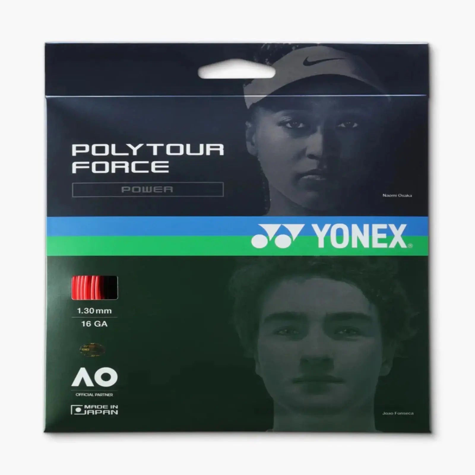 Yonex Polytour Force Power 1.30 16 GA Tennis String Set-Bright Red