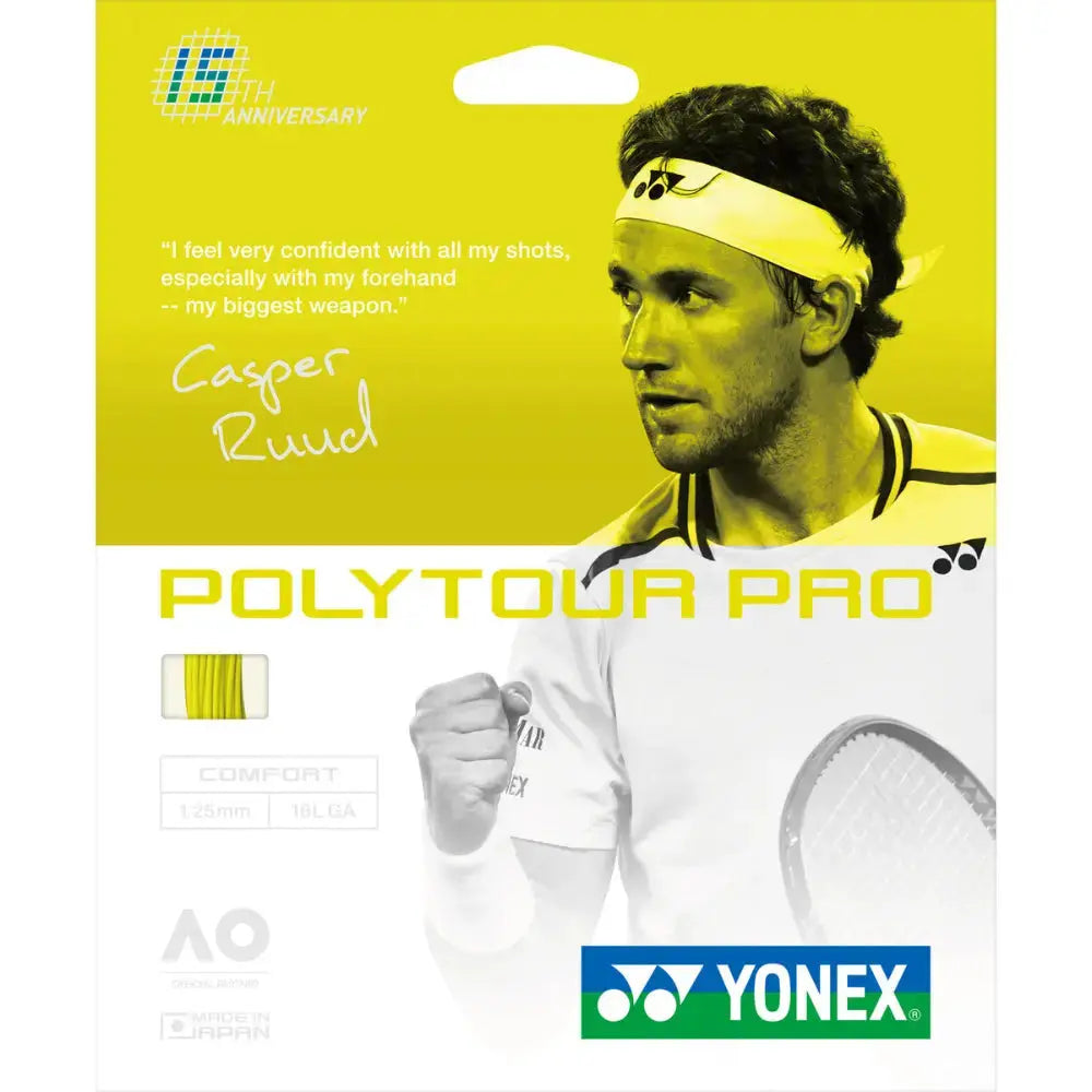Yonex Polytour Pro Comfort 15th Anniversary Limited 1.25 16L GA Tennis String Set-Flash Yellow