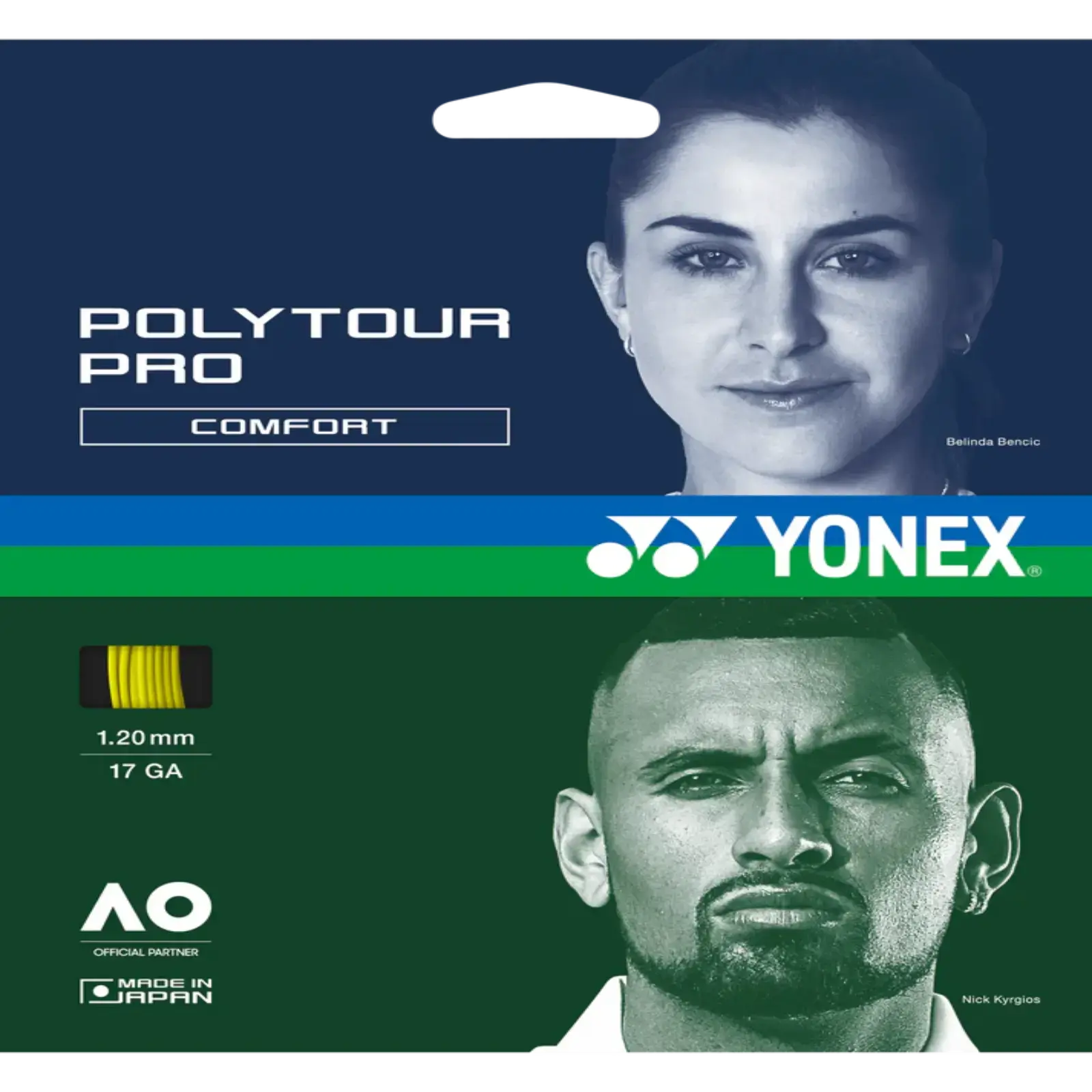 Yonex Polytour Pro Comfort 1.20 17 GA Tennis String Set-Yellow