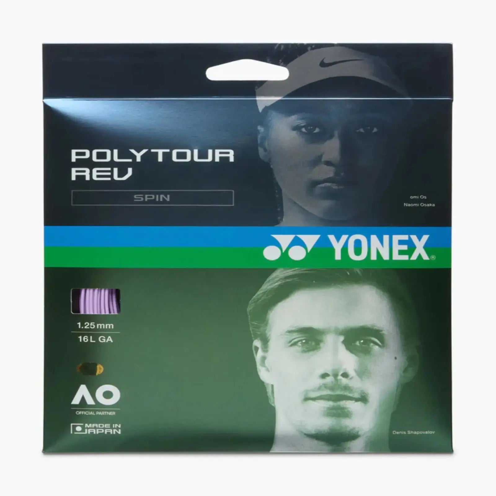 Yonex Polytour Rev Spin 1.25 16L GA Tennis String 12m Set-Purple