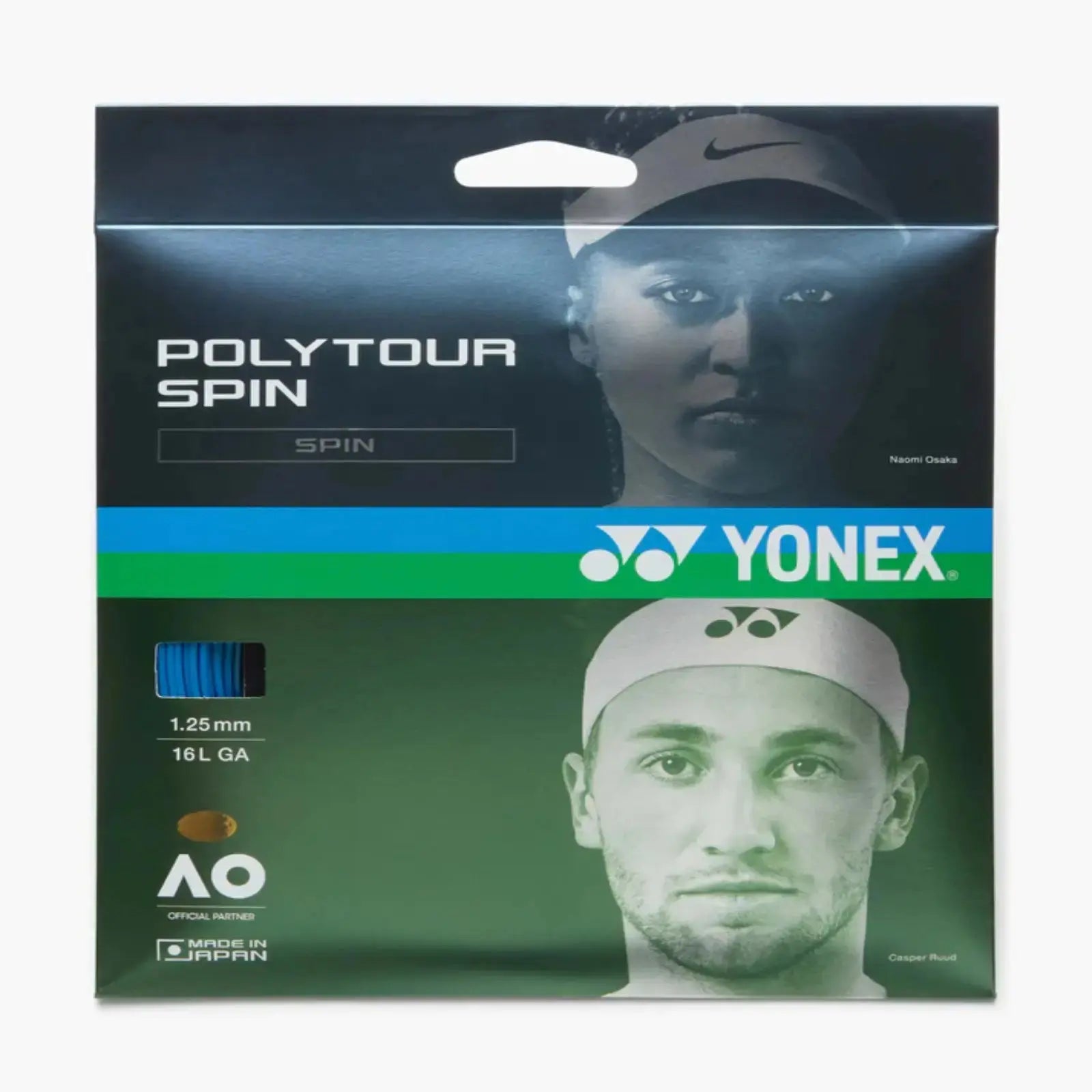 Yonex Polytour Spin 1.25 16L GA Tennis String Set-Cobalt Blue
