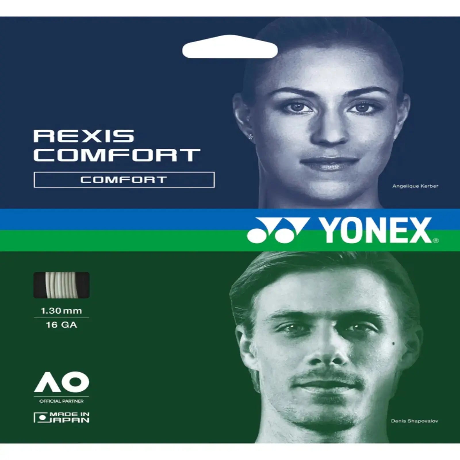 Yonex Rexis Comfort 1.30 16 GA Tennis String 12m Set-Cool White