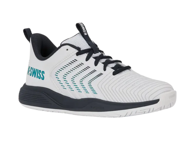 KSwiss Junior Tennis Shoes Ultrashot Light - All Court - White/Carbon/Baltic
