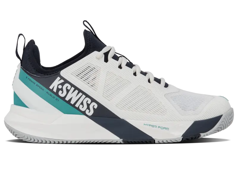 KSwiss Men's Tennis Shoes K-Frame Rublo - Clay Court - Blanc /Carbon/Baltic