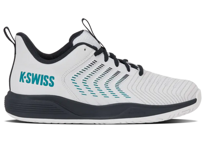KSwiss Junior Tennis Shoes Ultrashot Light - All Court - White/Carbon/Baltic