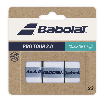 Babolat Tennis Overgrip PRO Tour 2.0 3 Pack- White