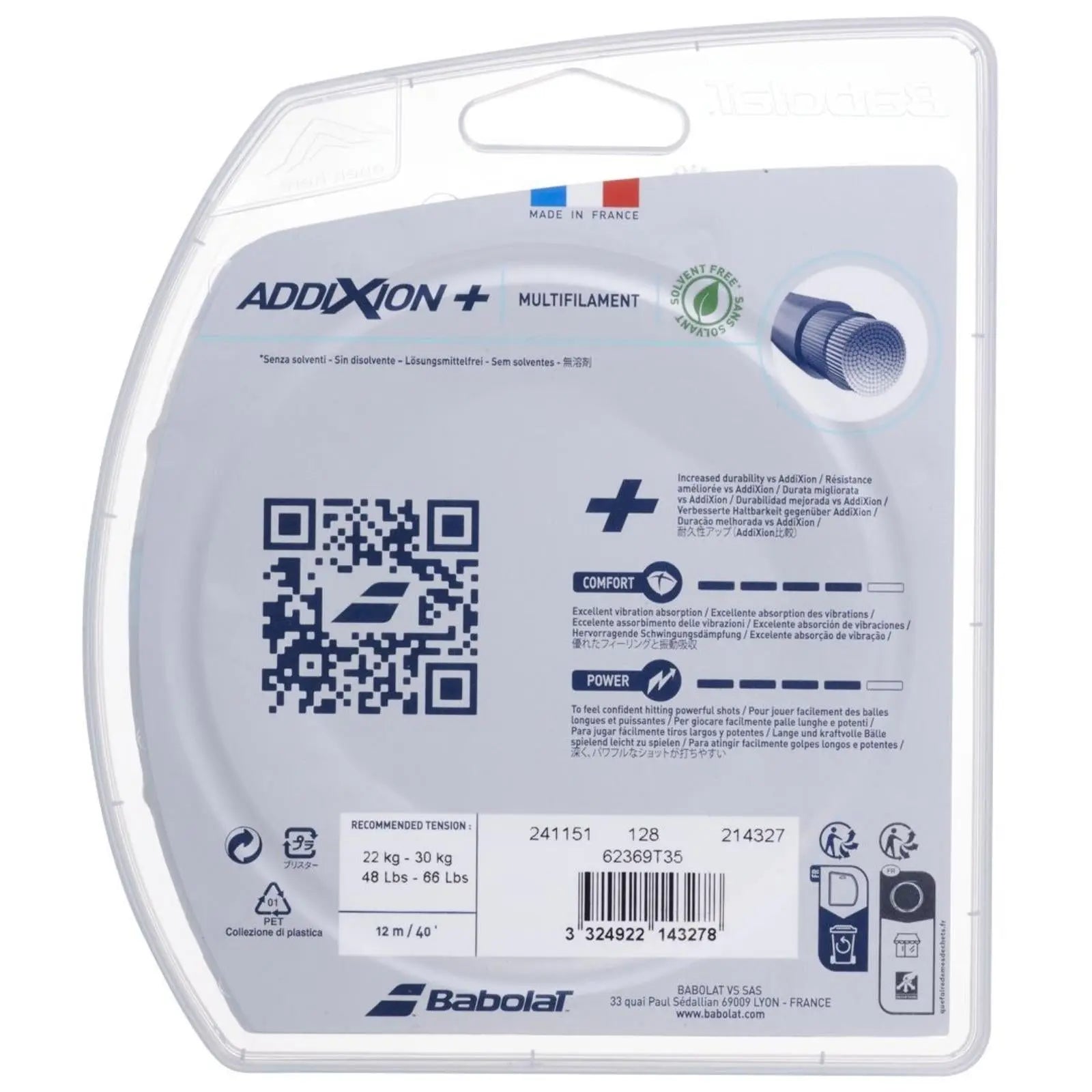Babolat Tennis String Addixion + 12M - 1.25 (17) - Natural