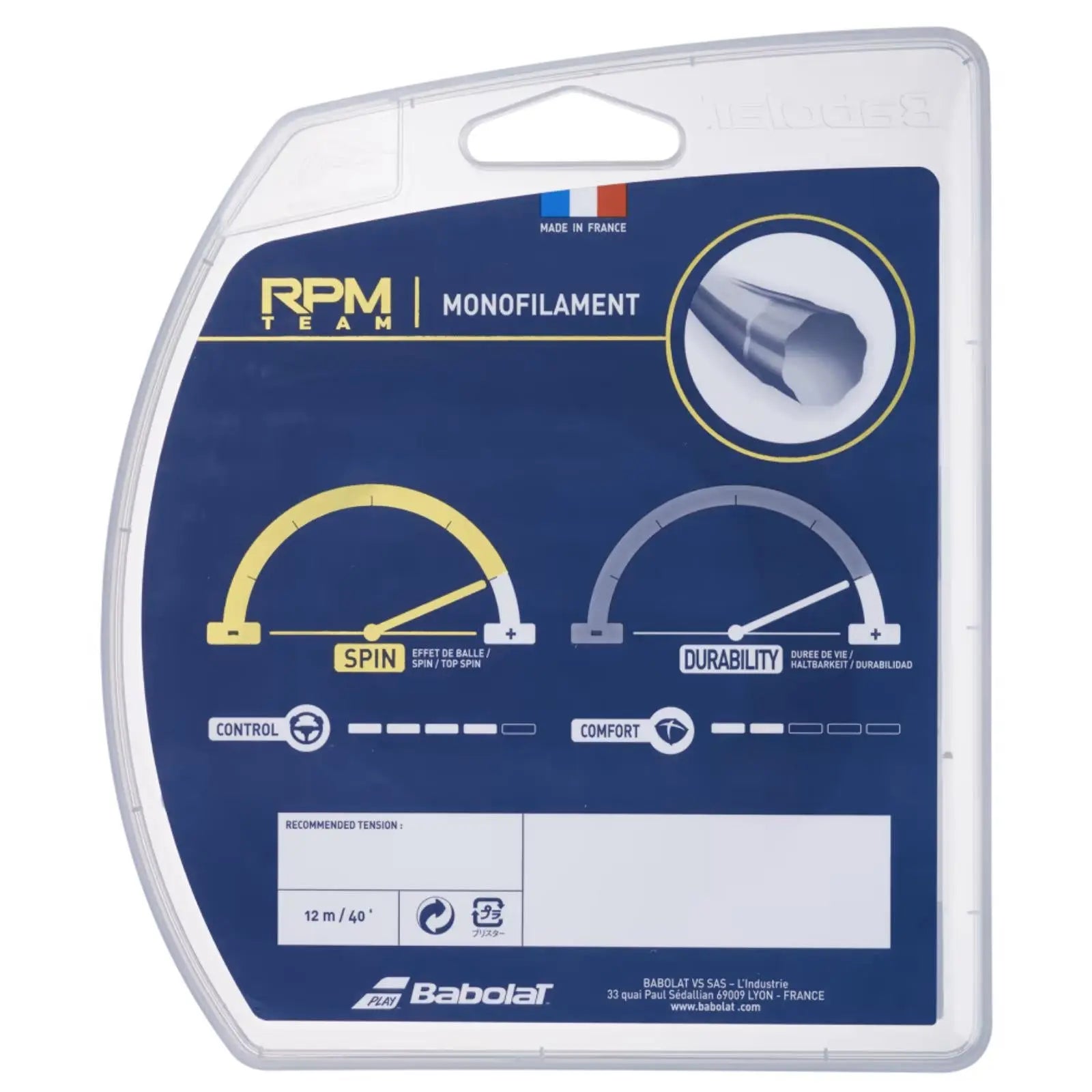 Babolat Tennis String RPM Team 12M - 1.25 (17) - Blue