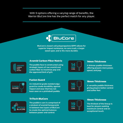 Diadem Pickleball Paddle Warrior Blucore V3 19mm Pro