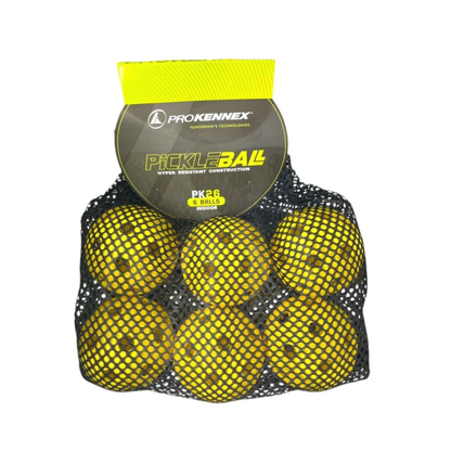 Pro Kennex Pickleball Balls - Indoor- 6 Packs 26 Holes