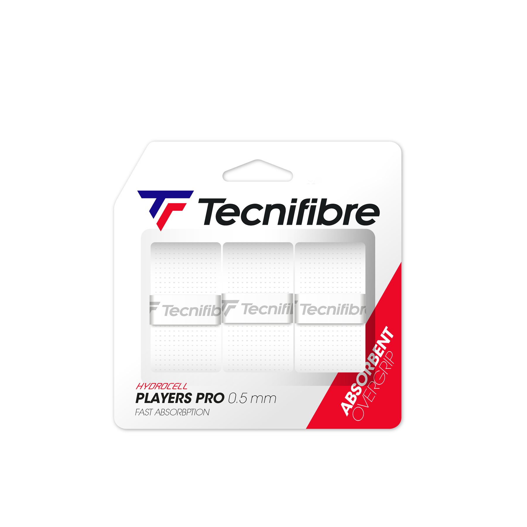 Tecnifibre Over Grip Players PRO- Hydrocell Bond 0.5Mm-3 Pack - White