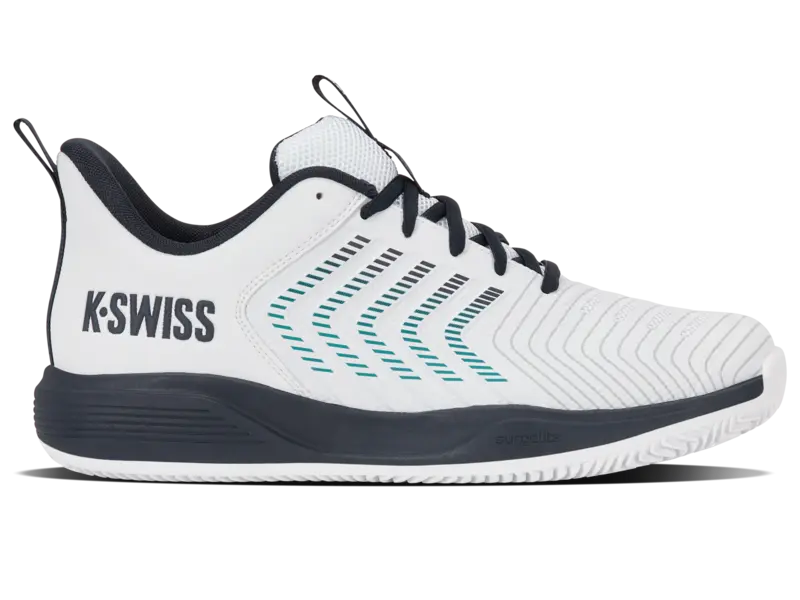KSwiss Men's Tennis Shoes Ultrashot Light - Clay Court - White/Carbon/Baltic