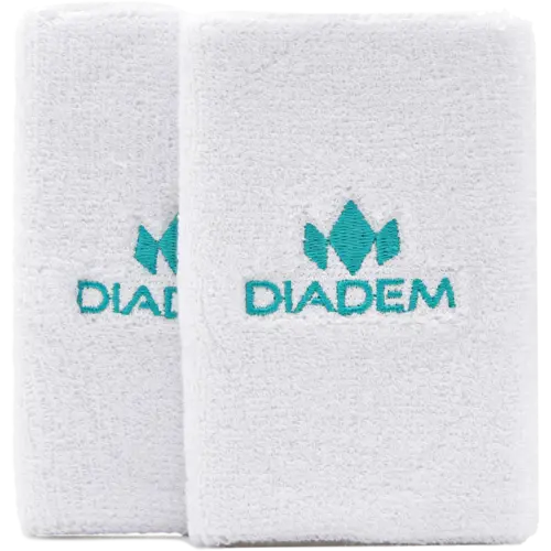 Diadem Wristbands 5 inch White - 2 Pack